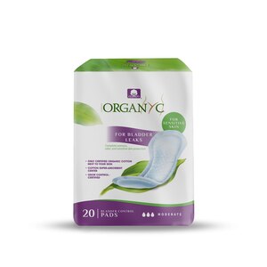 Organyc 100% Organic Cotton Pads for Bladder Leaks, Moderate, 20 CT