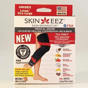 Skineez Medical Grade Compression 30-40mmHg Black Leg Sleeve L/XL