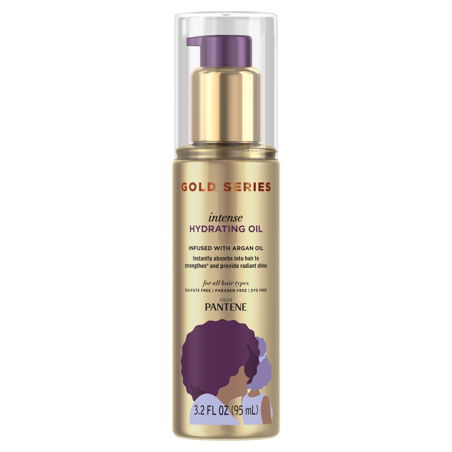 Gold Series de Pantene - Tratamiento de hidratación intensa con aceite hidratante para cabello muy rizado, sin sulfato, 3.2 oz