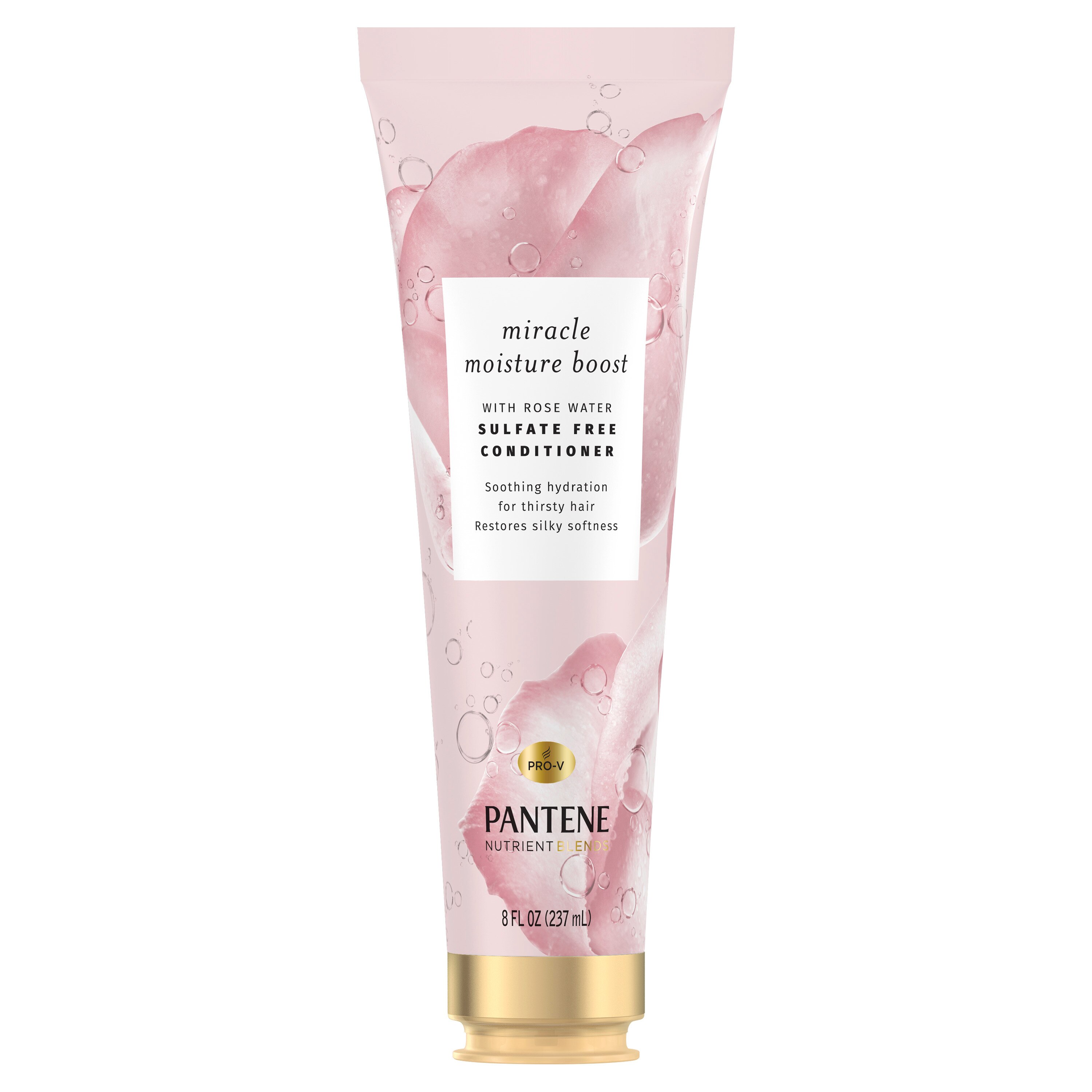 Pantene Nutrient Blends Miracle Moisture - Acondicionador para cabello seco con agua de rosas, sin sulfato, 8 oz