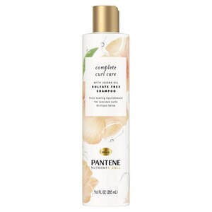 Pantene Nutrient Blends Complete Curl Care Sulfate Free Shampoo with Jojoba Oil for Curly Hair, 9.6 OZ