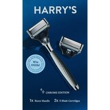 Harry's Chrome Edition 5-Blade Razor + 2 Razor Blade Refills, thumbnail image 1 of 2