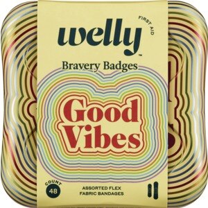 Welly Bravery Badges Flex Fabric Assorted Good Vibes Bandages - 48 CT
