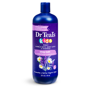 Dr Teal's Kids 3 in 1 Bubble Bath, Body Wash & Shampoo, Sleep Bath with Melatonin, 20 fl oz