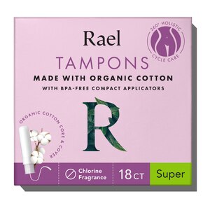 Rael Organic Cotton Tampons, Super, 18 Ct , CVS