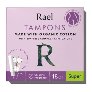 Rael Organic Cotton Regular Tampons with BPA Free Compact Applicators