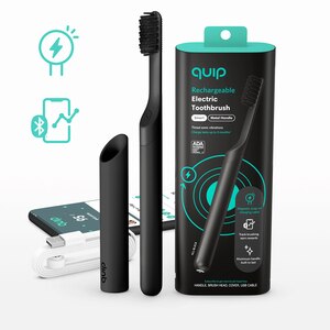 Quip Smart Rechargeable Electric Toothbrush With Metal Handle, Soft Bristle Brush Head, Black , CVS