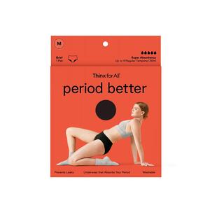 Thinx For All Women's Super Absorbency Cotton Brief Period Underwear, Size Medium, Black , CVS