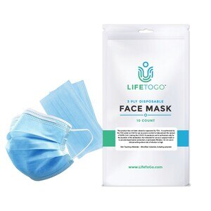 LifeToGo 3-Ply Face Mask 10CT, 50 Packs