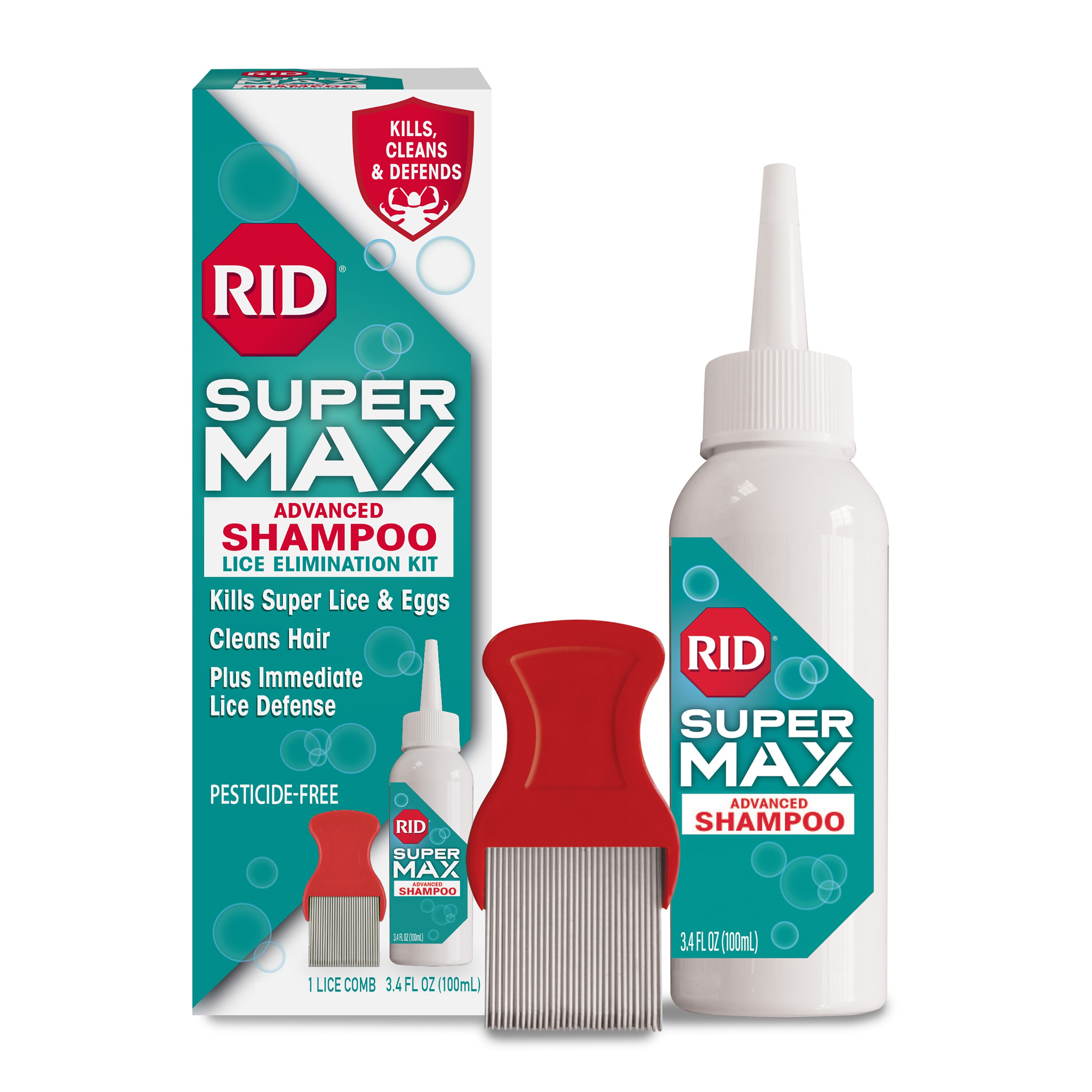 RID Super Max Advanced Shampoo Lice Elimination & Defense Shampoo, 3.4 Oz , CVS
