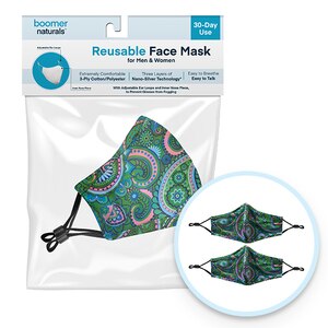  Boomer Naturals Adult 30 Day Unisex Face Masks, 2CT 
