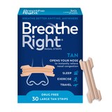 Breathe Right Nasal Strips, Tan, 30 CT, thumbnail image 1 of 6