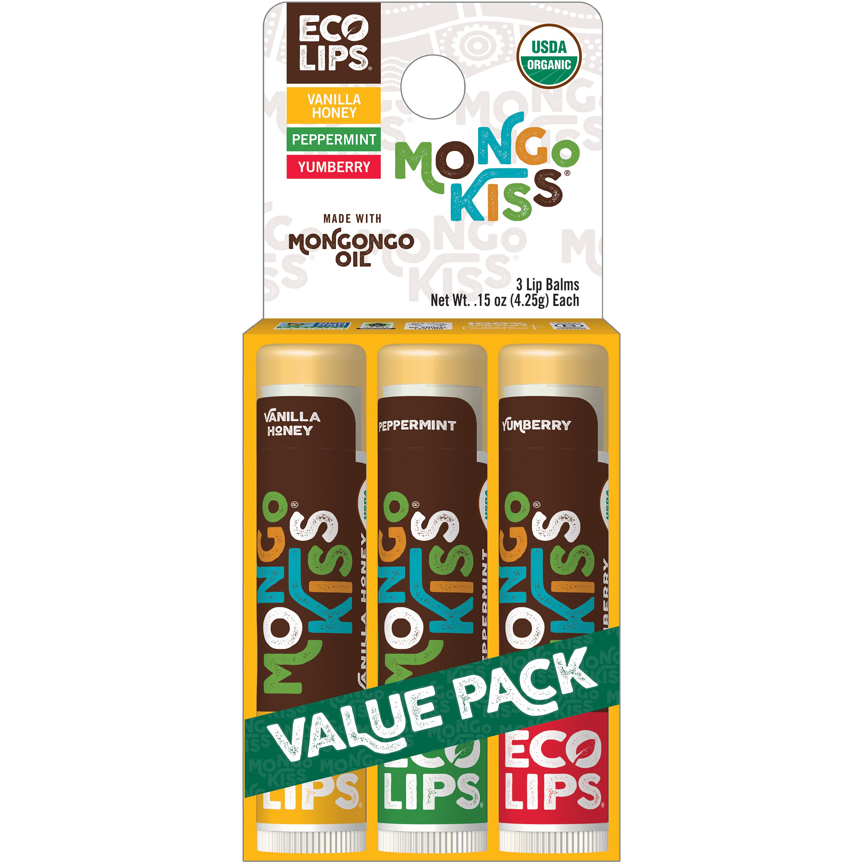 Eco Lips Mongo Kiss Lip Balm, 3 Pack - 0.15 Oz , CVS