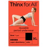 Thinx for All Women's Super Absorbency Cotton Brief Period Underwear, Black, thumbnail image 1 of 5