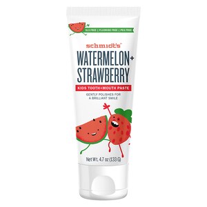Schmidt's Fluoride Free Watermelon + Strawberry, Children's Toothpaste For Clean Teeth, 4.7 oz