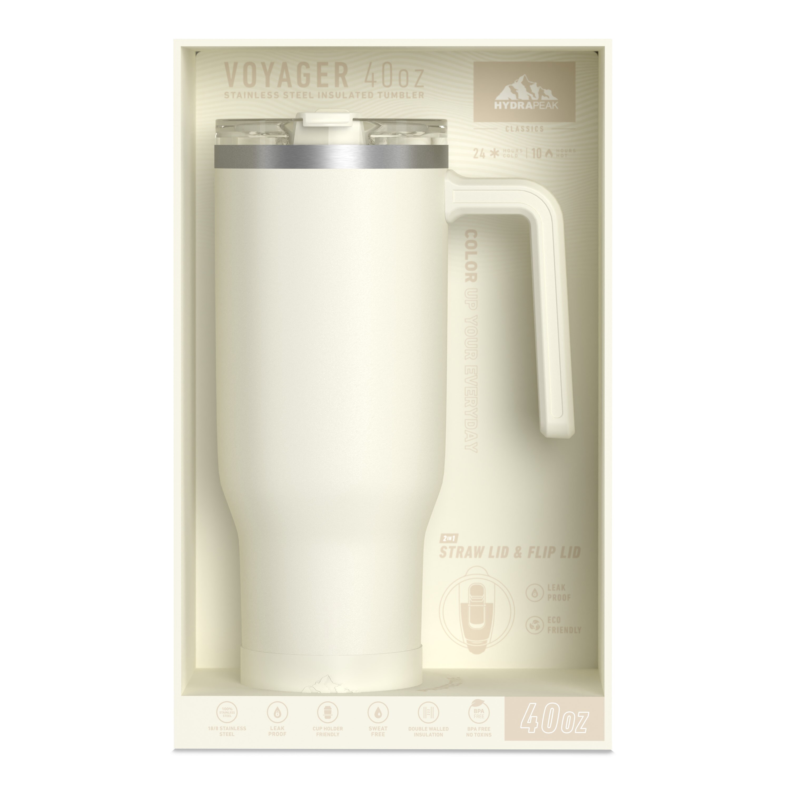 Hydrapeak Voyager 40oz Tumbler Review With Handle Straw Lid Stainless Steel  Travel Mug 