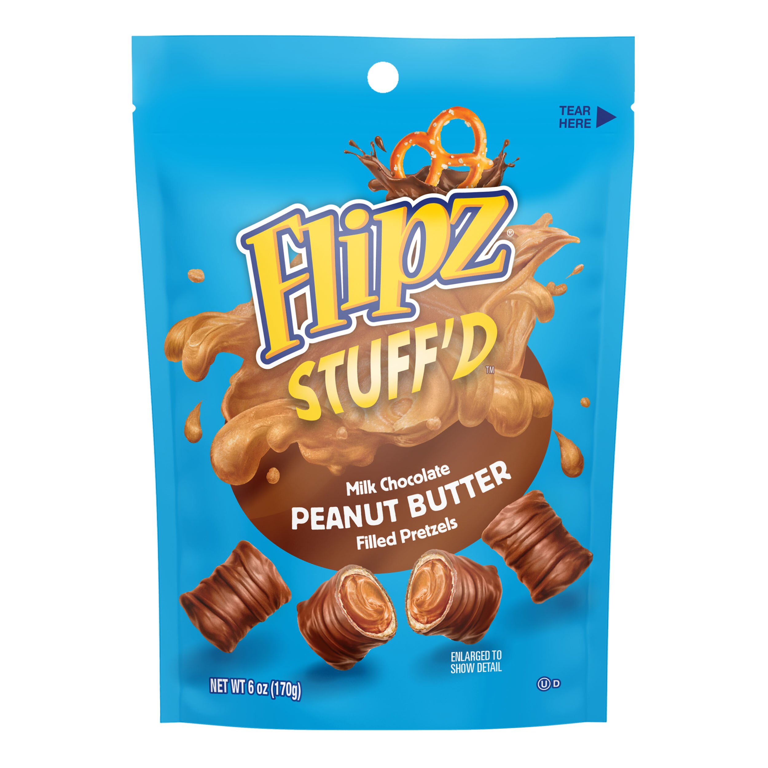 Flipz Stuff'D Milk Chocolate Peanut Butter Filled Pretzels, 6 OZ