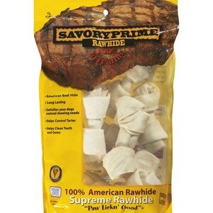  Savory Prime Rawhide 100% Beef Hide Small All White Bones Treats for Dogs 