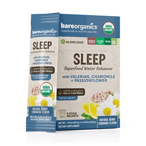 BareOrganics Sleep Blend Superfood Water Enhancer, Natural Berry Lemonade Flavor, 5 CT