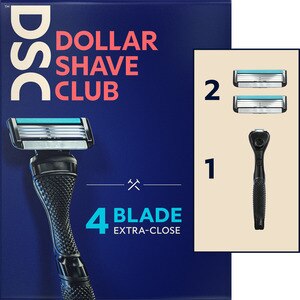 Dollar Shave Club, 4-Blade Razor Starter Set for All-Terrain Shaving, 1 handle, 2x 4-blade cartridges