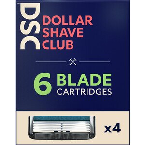 Dollar Shave Club, 6-Blade Razor Refill Cartridges for an Extra Close Shave, 4 Count