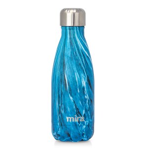 MIRA Brands Stainless Steel Vacuum Insulated Kids Water Bottle - Cola Shape Thermos - 24 Hours Cold, 12 Hours Hot - Reusable Metal Water Bottle - Leak-Proof Sports Flask - 12 oz (350 ml) Dynamic Blue