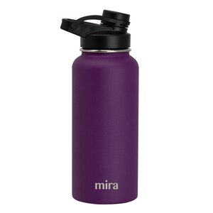 MIRA Brands Stainless Steel Insulated Sports Water Bottle -Thermos Flask Keeps Cold for 24 Hours, Hot for 12 Hours - BPA-Free Spout Lid Cap - 32 oz (960 ml)