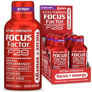 Focus Factor F29 Focus + Energy Shot, Extra Strength, Grape Flavor, 6 CT
