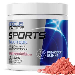Focus Factor Sports Nootropic Pre-Workout Drink Mix Fruit Punch Flavor, 3.65 OZ