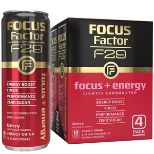 Focus Factor F29 Focus + Energy - Bebida sabor Berry, 12 oz líq., 4 u.