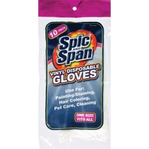Spic And Span Vinyl Disposable Gloves, 10 Pack