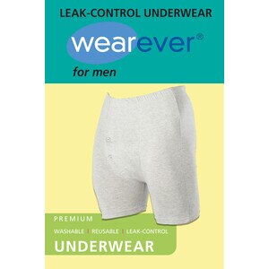 Wearever Men's Incontinence Boxer Brief Medium, Gray