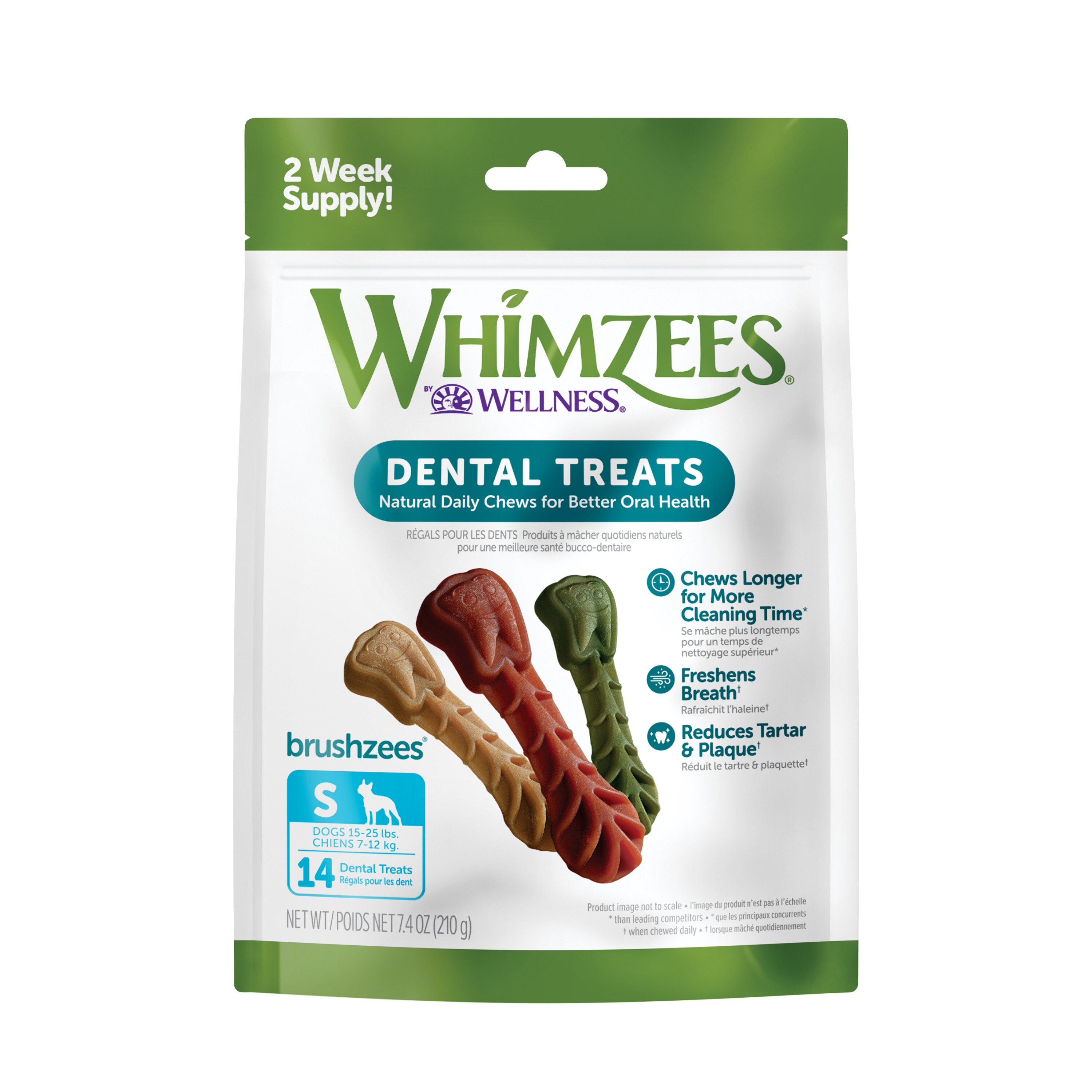 Wellness Pet WHIMZEES By Wellness Natural Grain Free Long Lasting Dental Dog Treats, Daily Use Packs, Small Brushzees, 14 Ct - 7.36 Oz , CVS