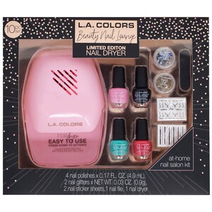 L.A. COLORS 10 Piece Beauty Nail Lounge with Nail Dryer Set