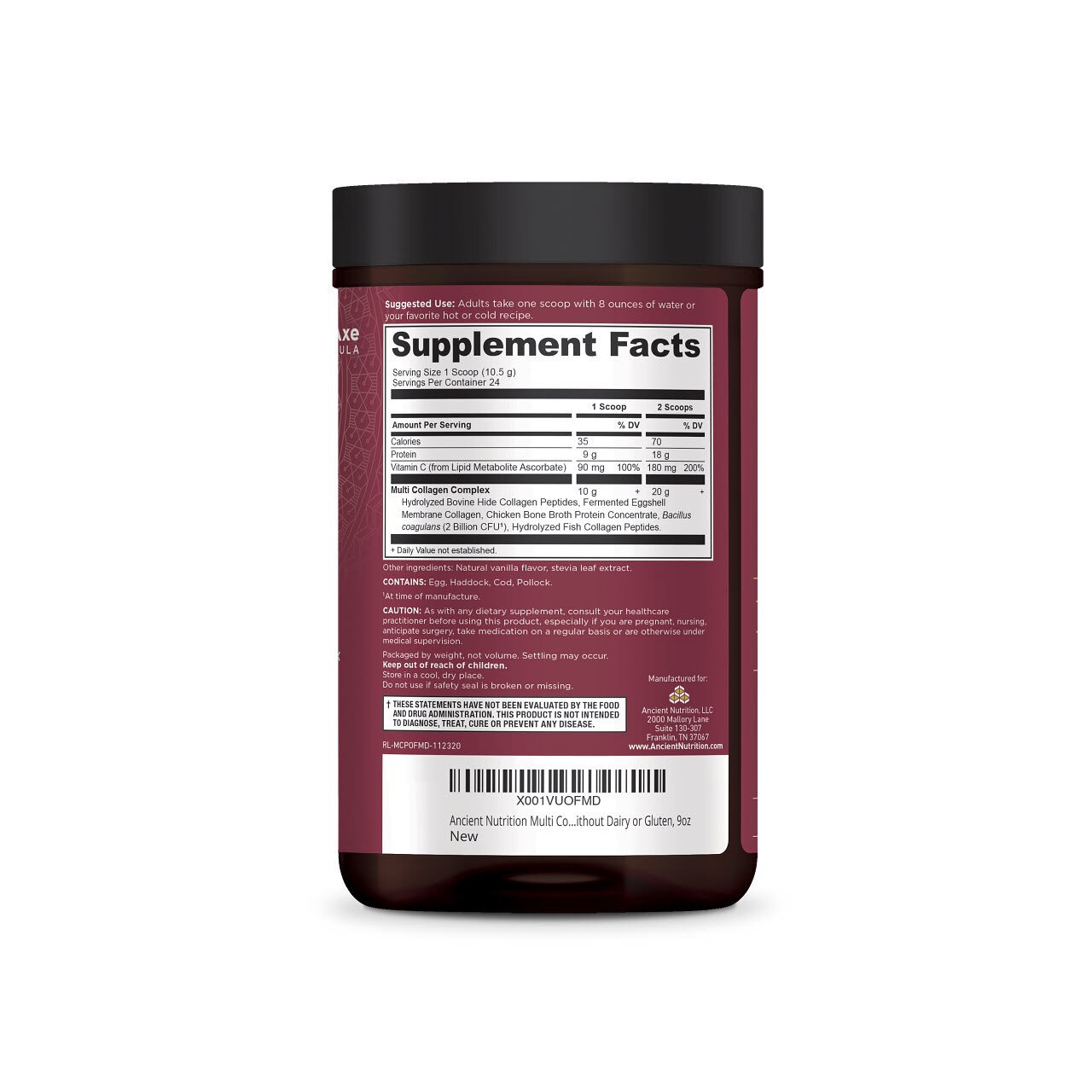 Ancient Nutrition Multi Collagen Protein Vanilla 24 serving