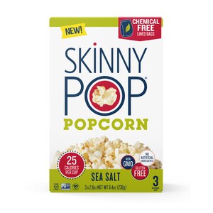 SkinnyPop Microwave Popcorn Bags, Sea Salt, 3 CT