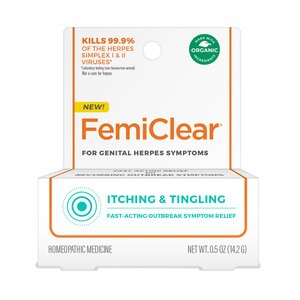 FemiClear para el alivio de síntomas de herpes genital, picazón y cosquilleo, 0.5 oz