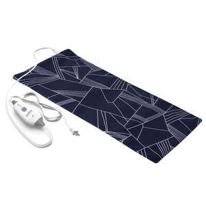 Pure Enrichment PureRelief Express Designer Series Electric Heating Pad - Fast-Heating with 4 Heat Settings, Machine-Washable Fabric and 2-Hour Auto Safety Shut-Off - Navy Graphic (12" x 15")