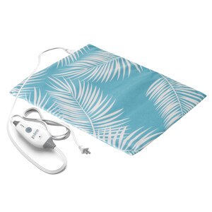 Pure Enrichment PureRelief Express Designer Series Electric Heating Pad - Fast-Heating with 4 Heat Settings, Machine-Washable Fabric and 2-Hour Auto Safety Shut-Off - Palm Aqua (12in x 15in)