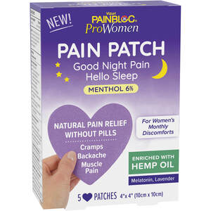 PainBloc24 ProWomen Women's Discomforts Menthol Pain and Sleep Patch, 5 CT