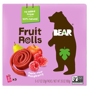  BEAR Raspberry Fruit Rolls, 5 CT, 3.5 OZ 