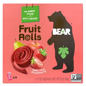 BEAR Strawberry Fruit Rolls, 5 CT, 3.5 OZ