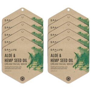 Spa Life Aloe & Hemp Seed Oil Cream Mask 10CT