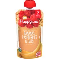 HappyBaby Organic Bananas, Raspberries & Oats Baby Food Pouch, 4 OZ
