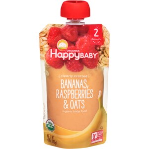 Happy Family HappyBaby Organic Bananas, Raspberries & Oats Baby Food Pouch, 4 Oz , CVS