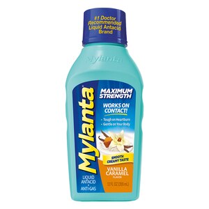 Mylanta Maximum Strength Liquid Antacid + Anti-Gas Relief, Vanilla Caramel, 12 FL Oz - 12 Oz , CVS