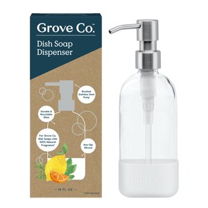 Grove Co. Glass Dish Soap Dispenser, 16 oz, White