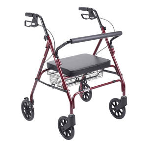 Drive Medical Heavy Duty Bariatric Walker Rollator with Large Padded Seat, Red | CVS -  10215RD-1