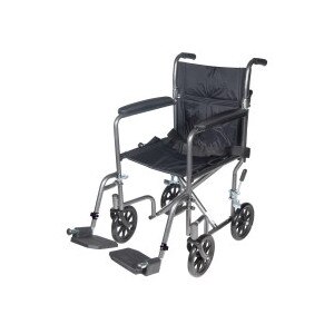 Drive Medical Lightweight Steel Transport Wheelchair, Fixed Full Arms
