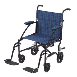 Drive Medical Fly Lite Ultra Lightweight Transport Wheelchair, Blue , CVS